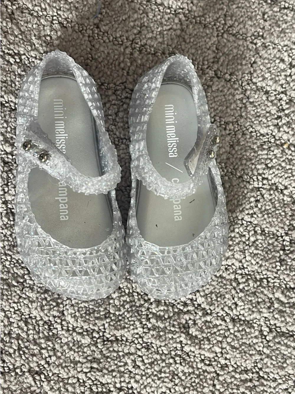 Mini Melissa Clear Glitter Jelly Mary Jane Shoes